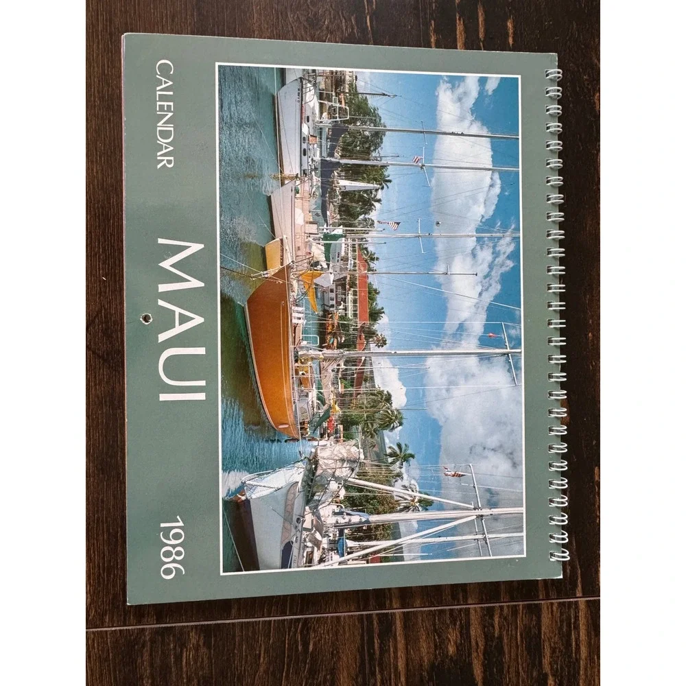 Vintage 1986 Maui Hawaii Wall Calendar Scenic Photography Souvenir Ephemera